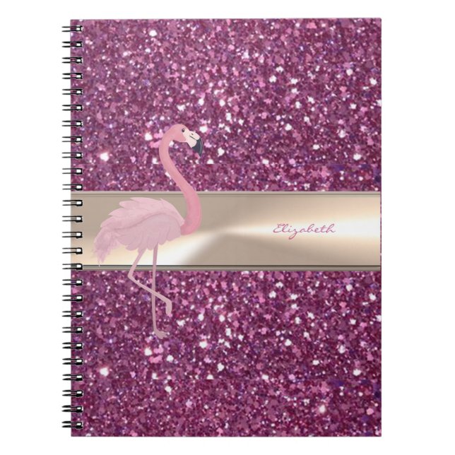 Adorable Niedlich rosa Flamingo auf Glitterie Notizblock (Vorderseite)