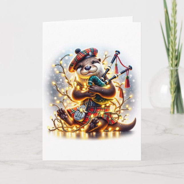 Adorable Niedlich Scottish Otter Weihnachten Karte (Vorderseite)