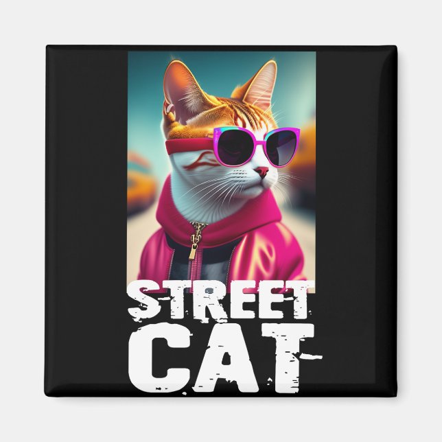Adorable Niedliche Katze in rosa Tracksuit Magnet (Vorne)