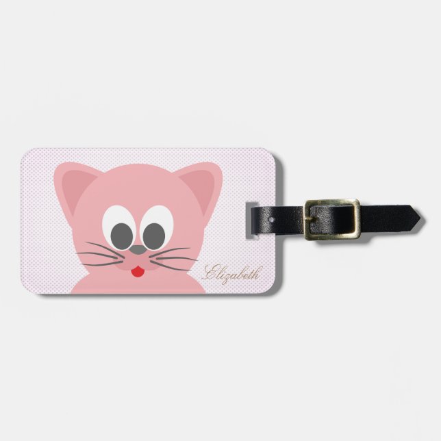 Adorable Niedliche Katze, Punkte - Personalisiert Gepäckanhänger (Vorderseite horizontal)