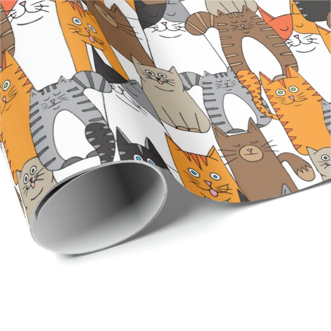 Adorable Niedliche Katzen und Kätzchen Katzenlänge Geschenkpapier (Rolleneckpunkt)