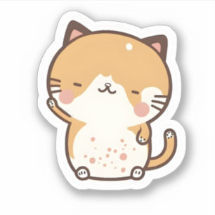 Adorable Niedliche Kawaii Katze Sat und lächelnde  Aufkleber