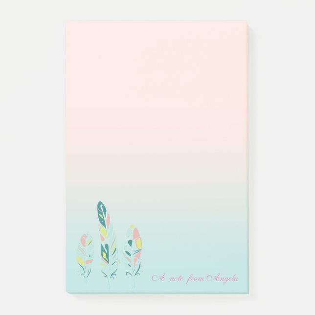 Adorable Niedliche Moderne Girly Feathers Post-it Klebezettel (Vorderseite)