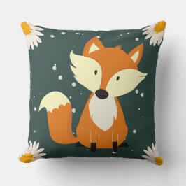 Adorable niedliche Orangenfuchs Schneeflocken Blum Kissen