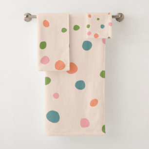 Adorable niedliche Polka Punkte moderne rosa grün Badhandtuch Set