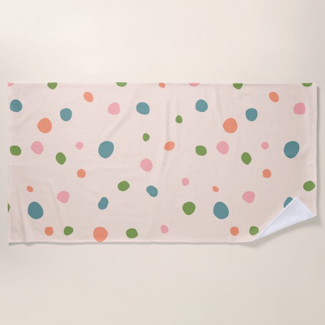 Adorable niedliche Polka Punkte moderne rosa grün  Strandtuch (Vorderseite)