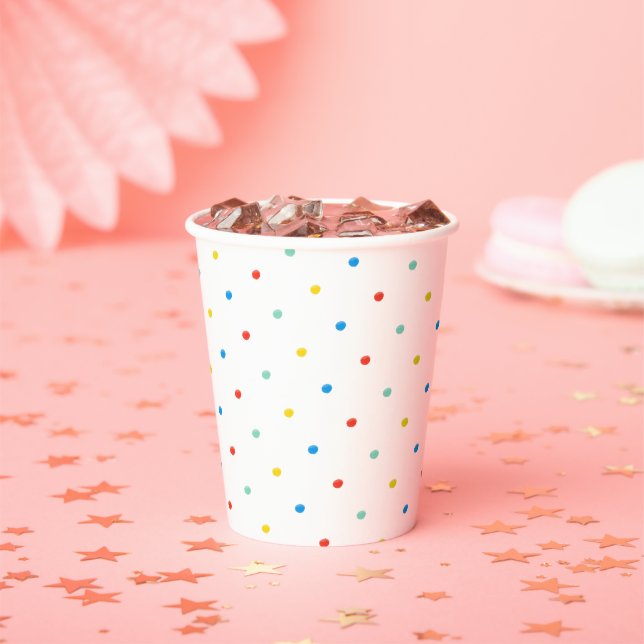 Adorable Niedliche Regenbogenfarben Polka Dot Birt Pappbecher (Insitu)