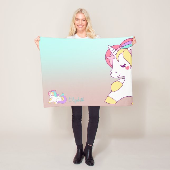 Adorable Niedliche Regenbogenhaube, Ombre Fleecedecke (Beispiel)