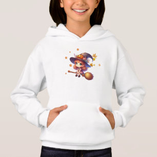 Adorable Niedliche Rotzunge mit Besen, Halloween Hoodie