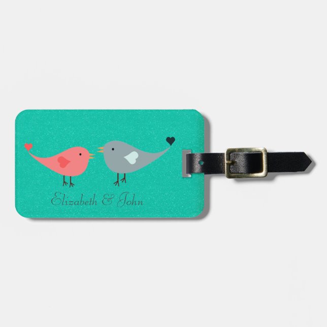 Adorable Niedliche Vögel auf Glitterie Gepäckanhänger (Vorderseite horizontal)
