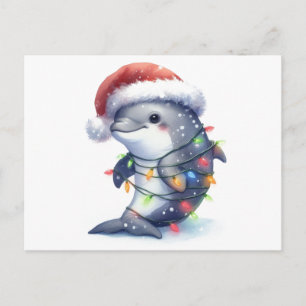 Adorable Niedliche Weihnachtsdolphin Postkarte
