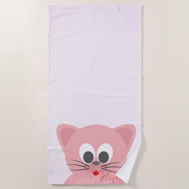 Adorable Niedliche Whimsical Cartoon Cat - Persona Strandtuch (Vorderseite)