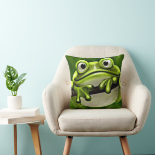 Adorable Niedlicher Grünfrosch im Baum Kissen