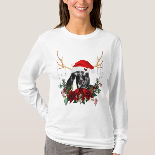 Adorable Nubian Baby Kid Weihnachtsziege T-Shirt (Vorderseite)