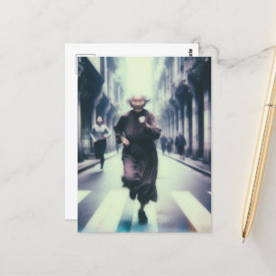 Adorable Oma auf dem Laufen Postkarte