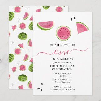 Adorable One in Melon Watermelon Sommer Geburtstag Einladung