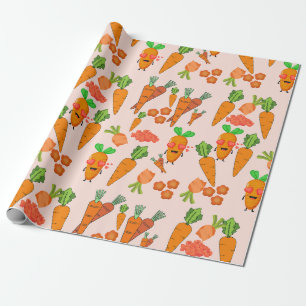 Adorable Orange Party Carrot Geschenkpapier