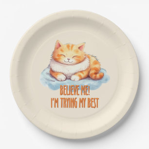 Adorable Orange Tabby Cat - Ich versuche mein Best Pappteller