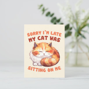 Adorable Orange Tabby Cat - Sorry, ich bin spät Postkarte