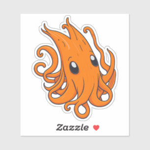 Adorable Orange Tintenfisch Aufkleber