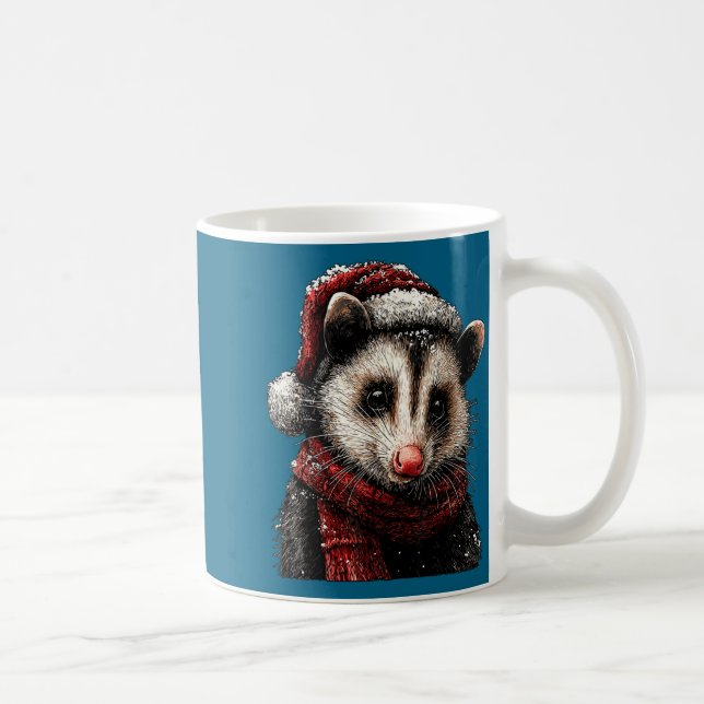 Adorable Ossum In Santa Hat Snowy Winter Christmas Kaffeetasse (Rechts)