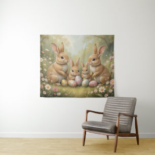 Adorable Osterbünen in Wiesenfrühlingstierart Wandteppich