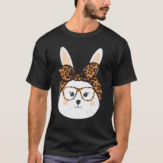 Adorable Osterbunny Leopard Brille Körbchen T-Shirt (Vorderseite)