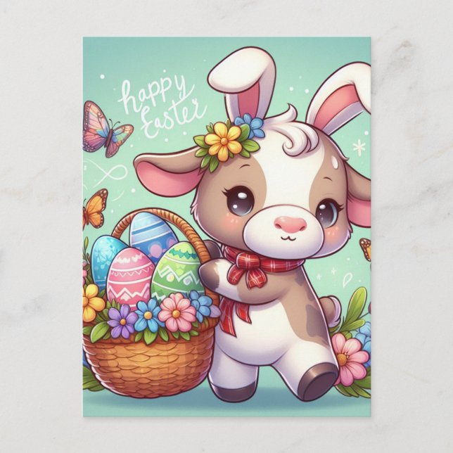 Adorable Osterkuh Bunny Postkarte (Vorderseite)