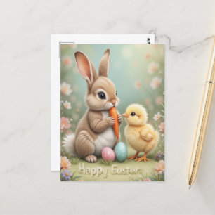 Adorable Ostersonne und Kick Frühjahr Gruß Postkarte