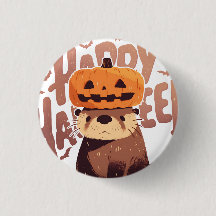 Adorable Otter mit Kürbishut - Happy Halloween