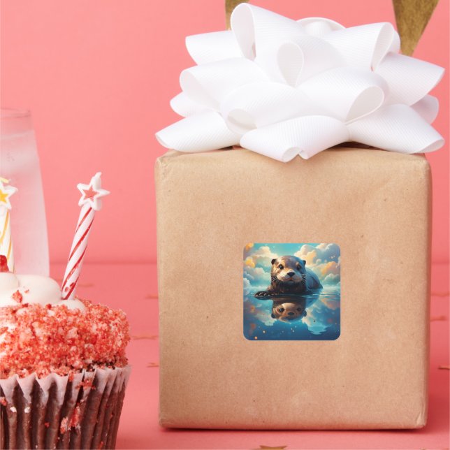 Adorable Otter Quadratischer Aufkleber (Party)