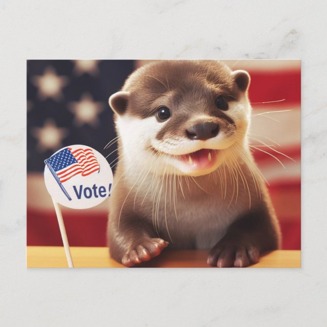 Adorable Otter Vote Patriotic Postkarte (Vorderseite)