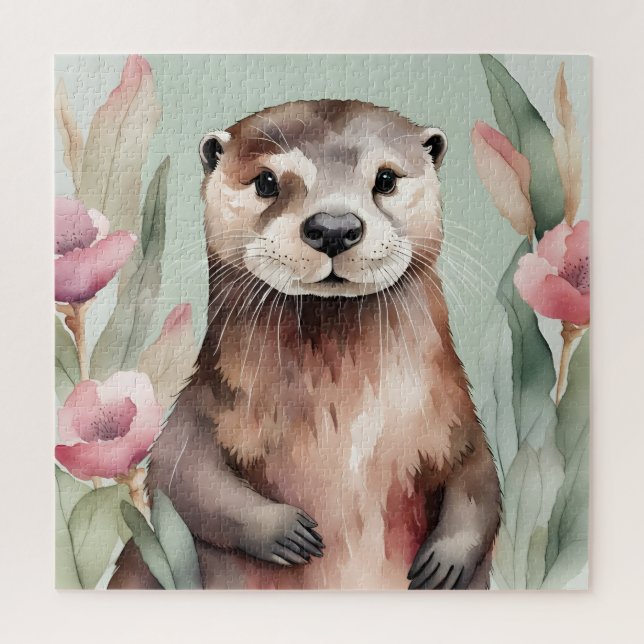 Adorable Otter Wasserfarbe (Vertikal)