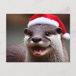 Adorable Otter-Weihnachtsmannmütze Postkarte