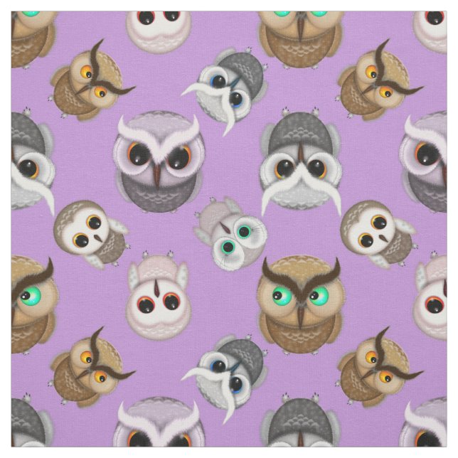 Adorable Owells auf Lila Muster Stoff (Muster)