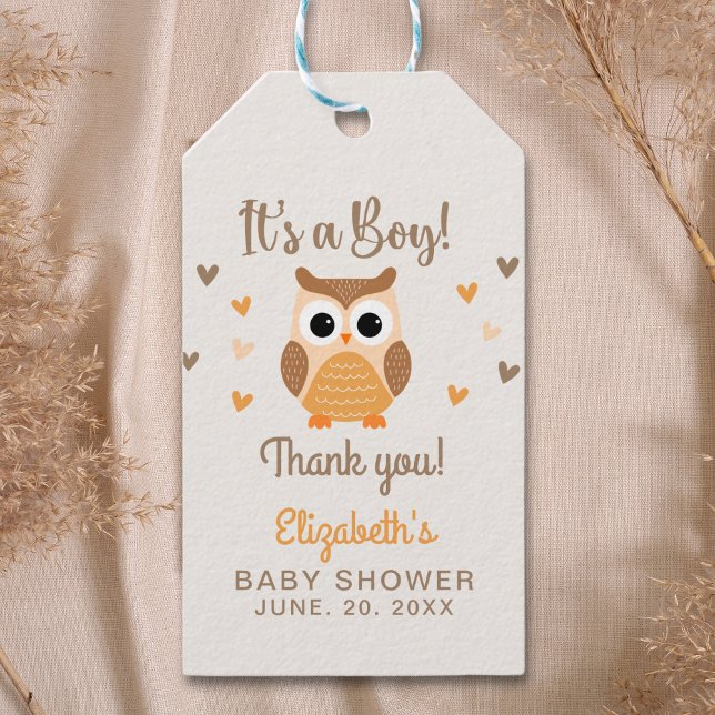Adorable Owl Baby Shower Boy Geschenkanhänger (Von Creator hochgeladen)