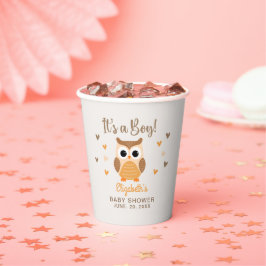 Adorable Owl Baby Shower Boy Pappbecher