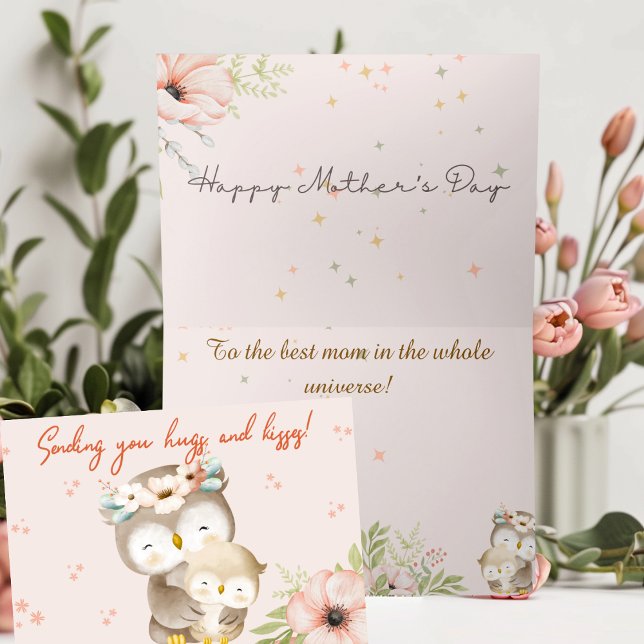 Adorable Owl Happy Mother Day Card Dankeskarte (Von Creator hochgeladen)