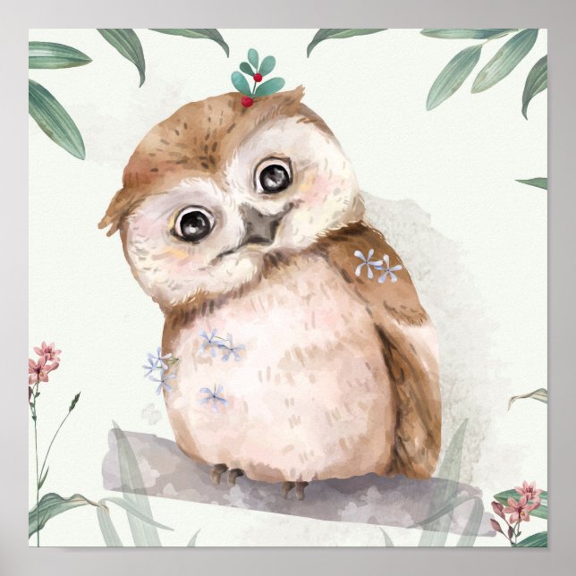 Adorable Owl Illustration Poster (Vorne)