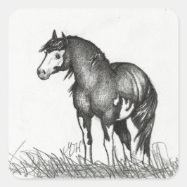 Adorable Paint HorStickers Quadratischer Aufkleber