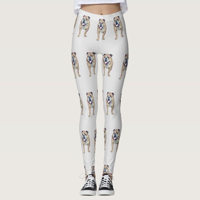 Adorable Painted Bulldog Leggings (Vorderseite)