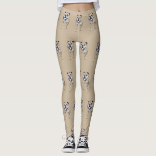 Adorable Painted Tan Bulldog Leggings