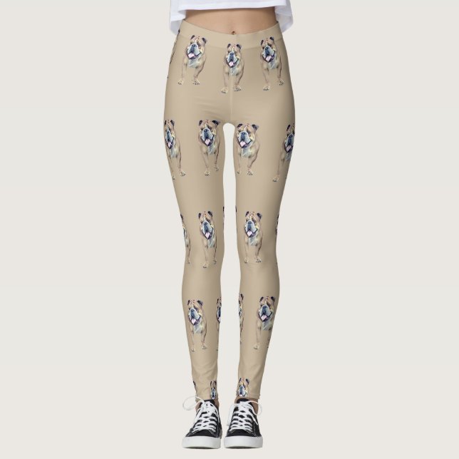 Adorable Painted Tan Bulldog Leggings (Vorderseite)