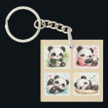 Adorable Panda Acrylic Keychanis Aesthetic Schlüsselanhänger<br><div class="desc">Add a touch of softness and cuteness to your collection with this cute kawaii baby panda sticker set! This charming design features adorable panda illustrations in different poses—holding bamboo, hugging a heart, playing, and sleeping peacefully. Illustrated in a soft watercolor style, these pandas have a cozy and heartwarming aesthetic with...</div>