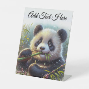 Adorable Panda Bär Eating Bamboo Skript hinzufügen Sockelschild