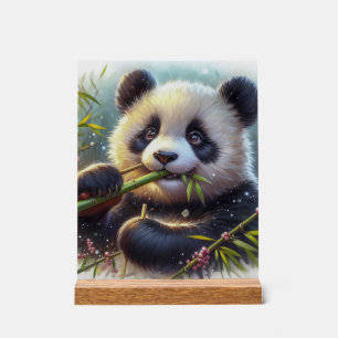 Adorable Panda Bären essen Bambus Acrylschild