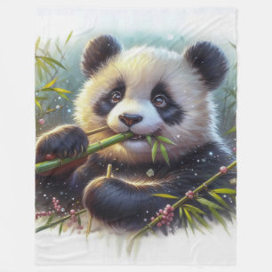 Adorable Panda Bären essen Bambus Fleecedecke