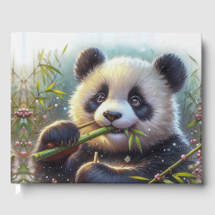 Adorable Panda Bären essen Bambus Gästebuch