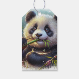 Adorable Panda Bären essen Bambus Geschenkanhänger