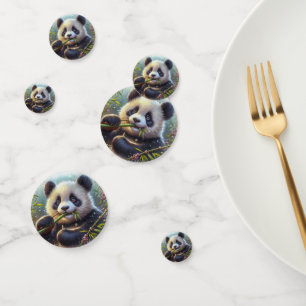 Adorable Panda Bären essen Bambus Konfetti